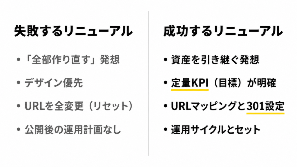 失敗するリニューアルと成功するリニューアル