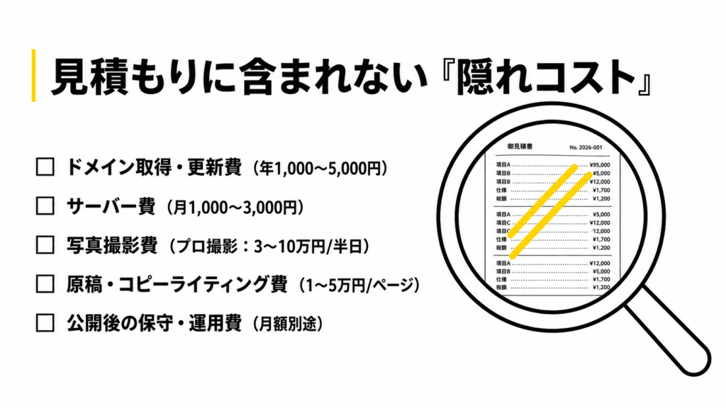見積もりに含まれない隠れコスト