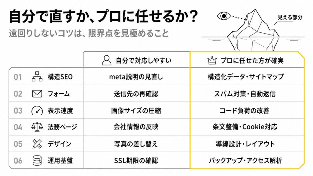 自分で直すか、プロに任せるか?